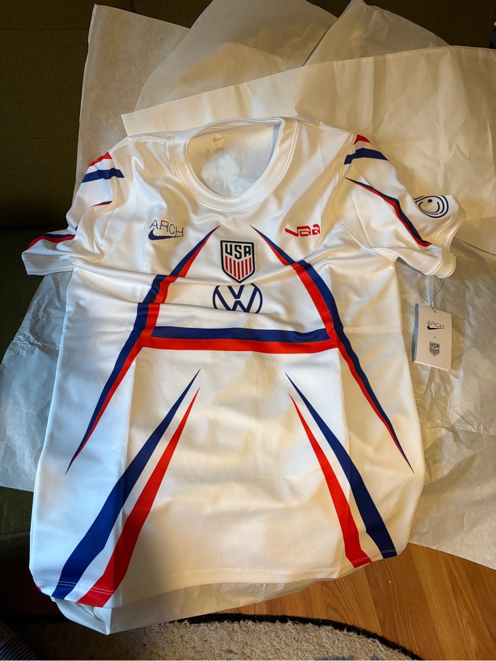 Nike x2 VAA USA World Cup pre match Soccer Jersey with Red & Blue Accents